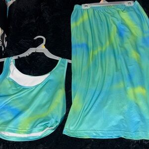 Vibrant Tie-Dye Tank and Skirt Set